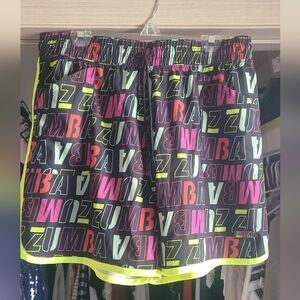Zumba Dance Club Neon Logo Athletic Shorts - Black with Pink & Yellow